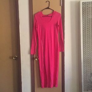 Hooded Pink Dress with zipper split